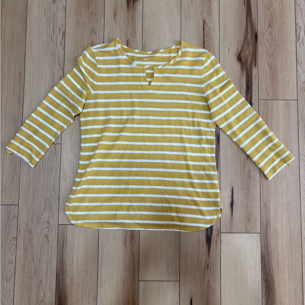 Van Heusen Mustard and White Striped Top